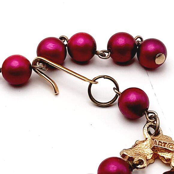 Vintage Arthur Pepper (ART) Purple Beads Red Crystal Necklace - Picture 8 of 14